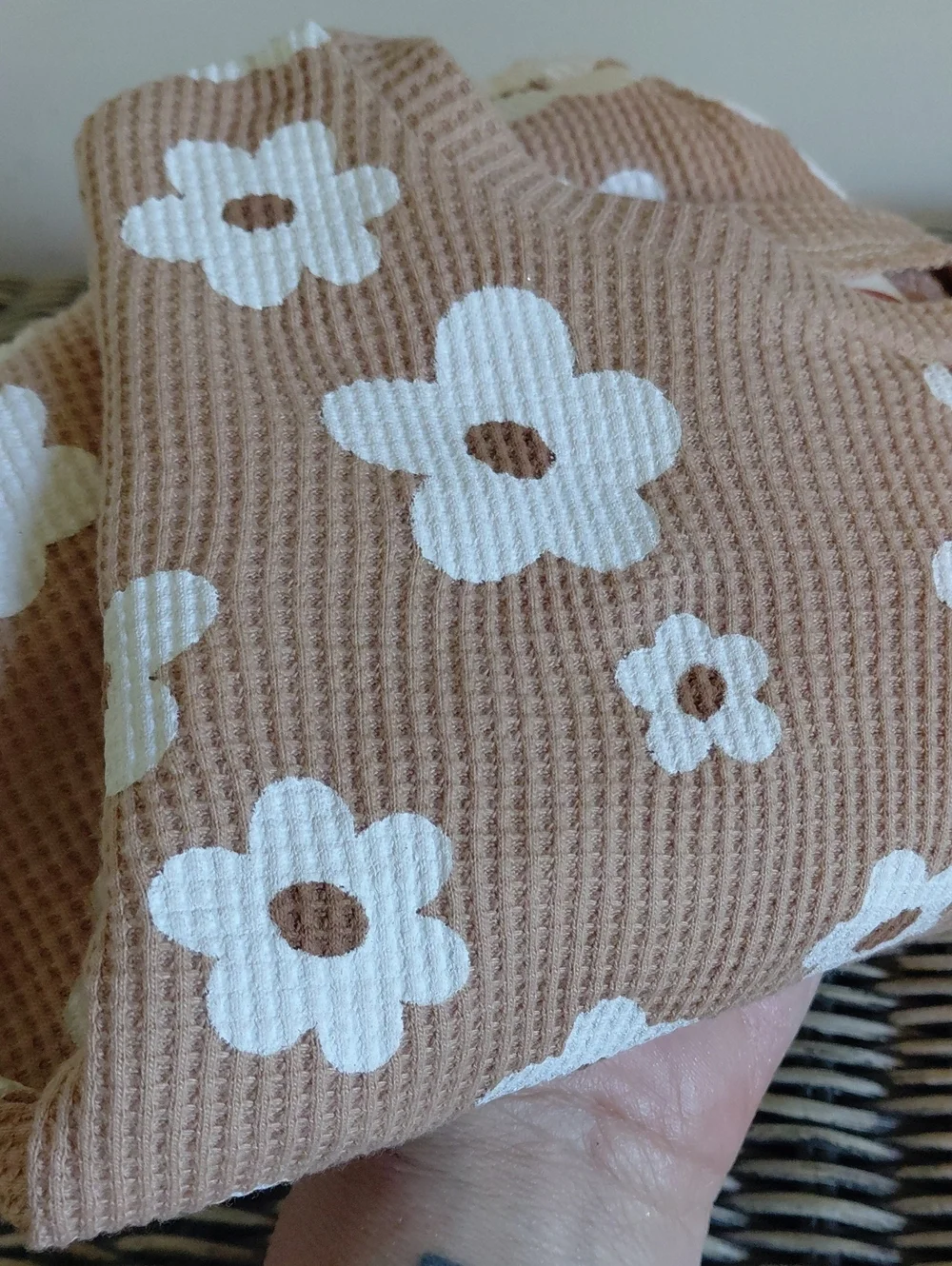 Floral Waffle Long Sleeve Onesie